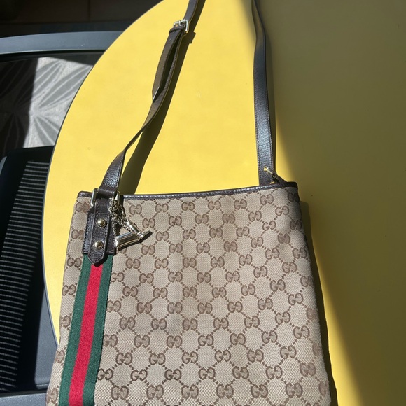 Gucci Handbags - Gucci Cream and Brown Crossbody Bag with Monogram